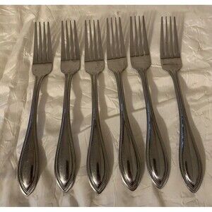 International Stainless Dinner Forks AMERICAN BEAD Flatware Set Of 6
